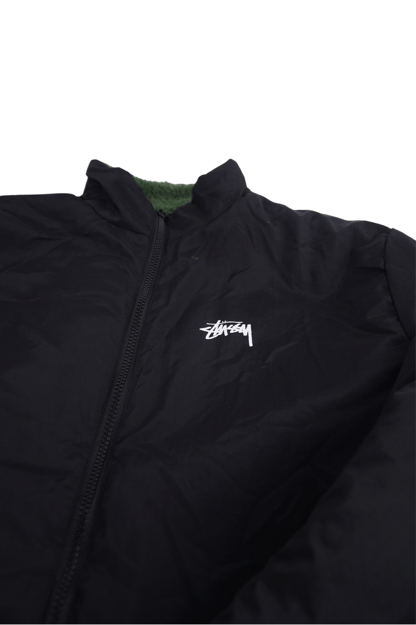 Stussy 8 Ball Sherpa Fleece Reversible Jacket Green & Black – Mizo Stussy 8 Ball Sherpa Fleece Reversible Jacket Green & Black – Mizo